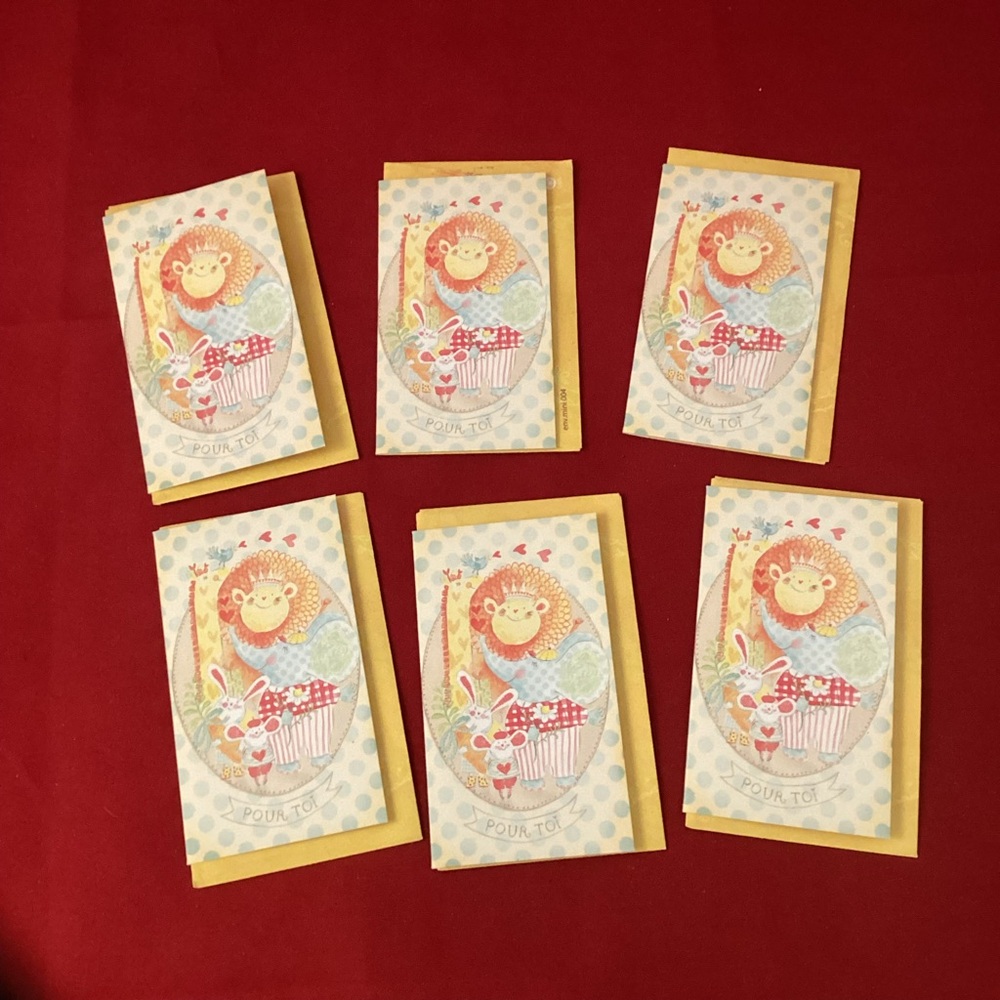 Five cute little greetings cards « pour toi »